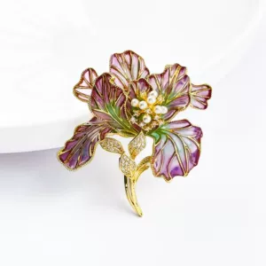 New Gradient Purple Enamel Peony Flower Brooch, Elegant and Stylish, Chinese Style Coat, Hanfu, Cheongsam Accessory Brooch