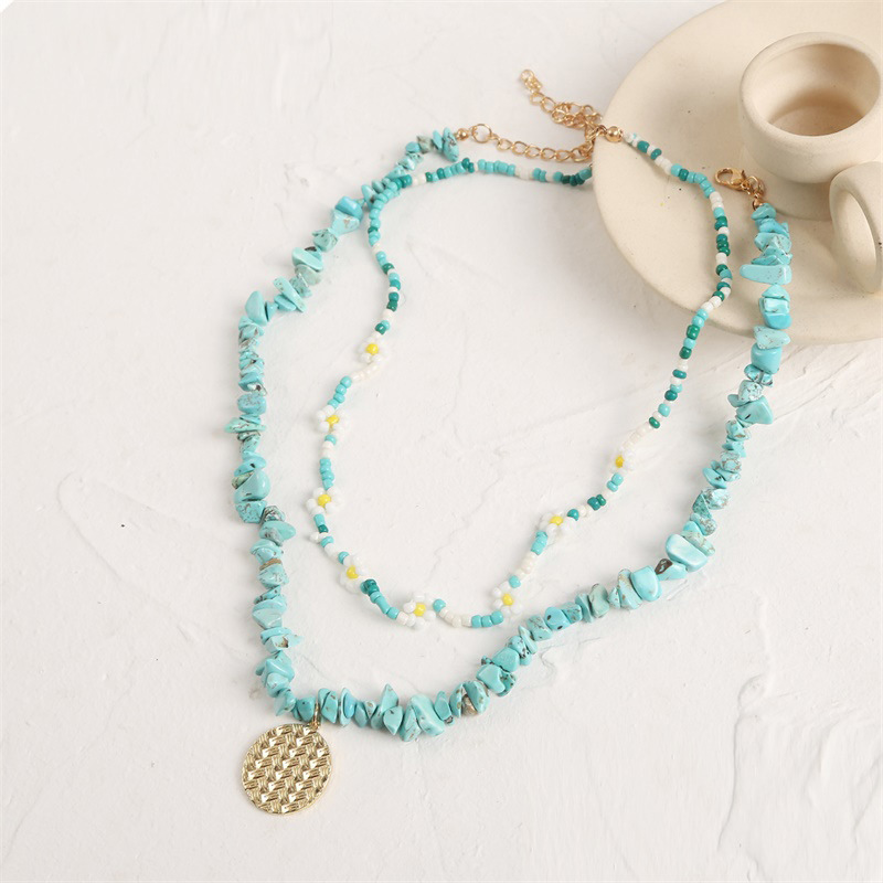 Nihaojewelry Hand-woven Natural Stone Round Tag Multi-layer Necklace Wholesale Jewelry display picture 6