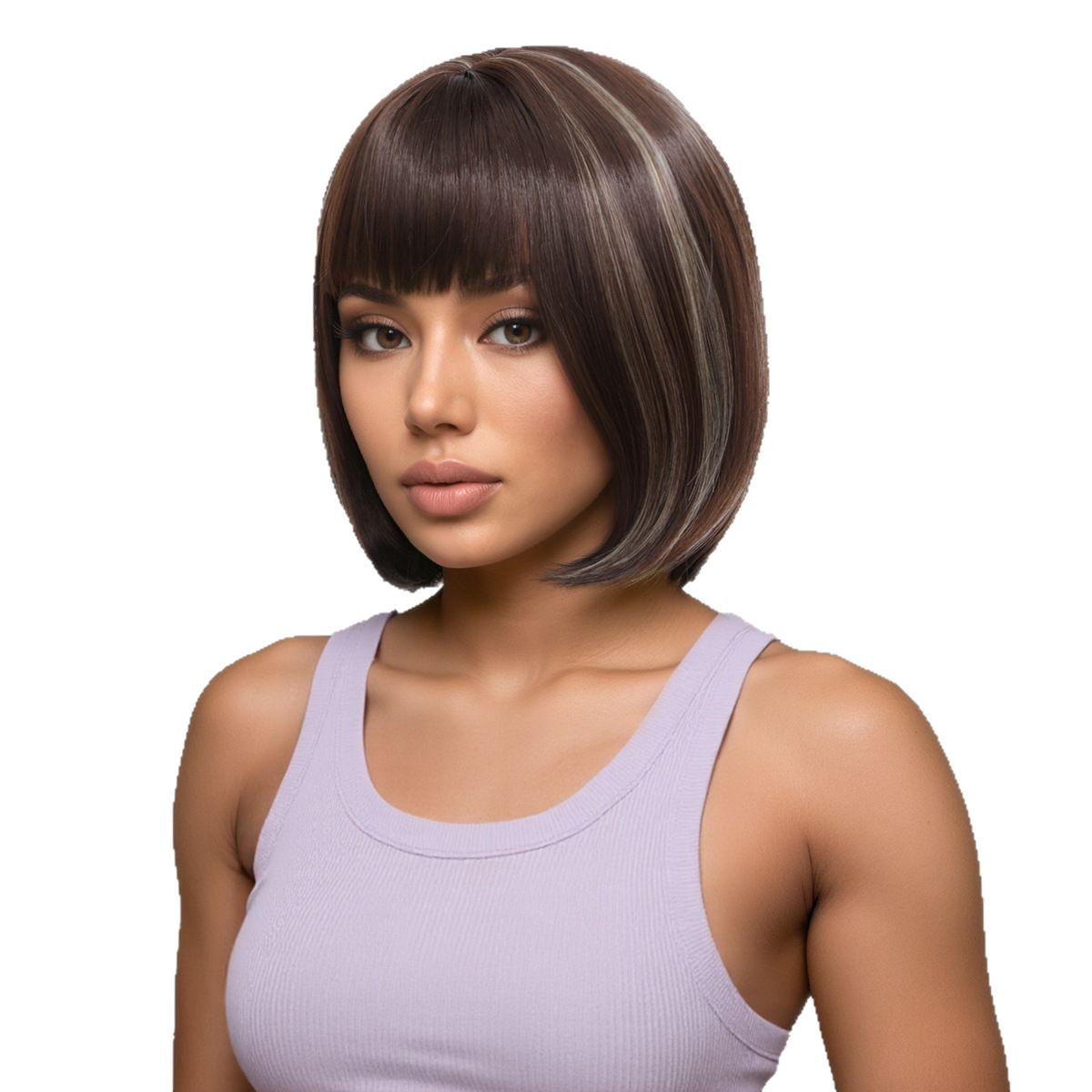 Comercio electrónico transfronterizo comercio exterior nuevo cabello corto y recto Qi Liuhai bobobo cabeza fibra química europea y americana pelucas de cabello mujer fábrica de cabeza completa