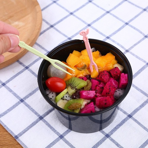 水果叉套装蛋糕叉子一次家用性塑料可爱创意甜品水果签果插