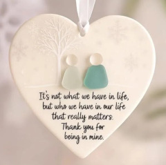 跨境 Heart-Shaped Sea Glass Friendship Decor 心形海玻璃友谊