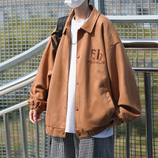 Spring and Autumn 2024 New Lapel Simple Casual Solid Color Retro Jacket Baseball Suit Jacket Men Couple Jacket