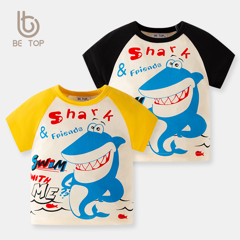 Camiseta de manga corta de algodón para niños dibujos animados de bebé nuevo verano cuello redondo Camiseta de verano camiseta de bebé media manga superior