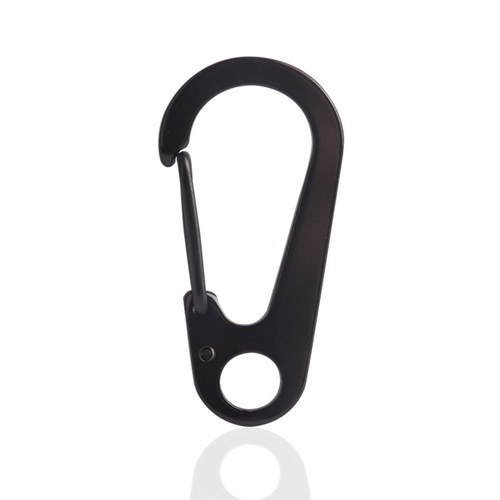 Manufacturer Supply Black Titanium Stainless Steel Outdoor Keychain Spring Hook Umbrella Cord Waist Clip Water Dropping Mountain Climbing Buckle