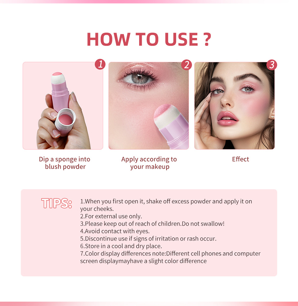 lakerain Purple Tube Sponge Head Blush Stick Matte matte Natural Blush undefined