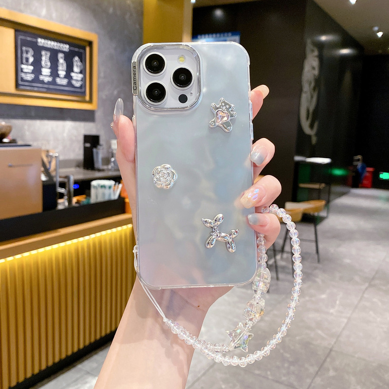 Shake Tone Fashion Brand Fancy Silver IMD Feather Ins Fashion Brand iPhone15ProMax Phone Case Women's Apple 14 All-inclusive