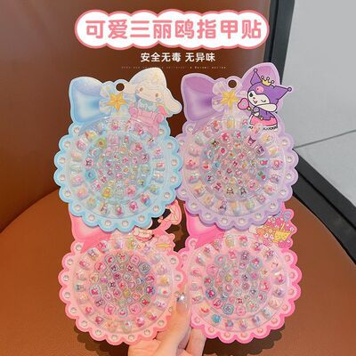 Sanrio, милые детские наклейки для ногтей для ногтей, мультяшные водостойкие накладные ногти