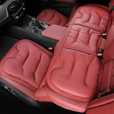 Seat cushion, seat cover — Bmw, Mercedes-Benz, and Audi Car Seat Covers - nappa-leather-perforated-breathable-and-non-slip-three-piece-set-of-front-and-rear-seat-cushions-volcano-red-car-logos-can-be-customized-please-leave-a-message-with-the-car-model-number-when-placing-an-order