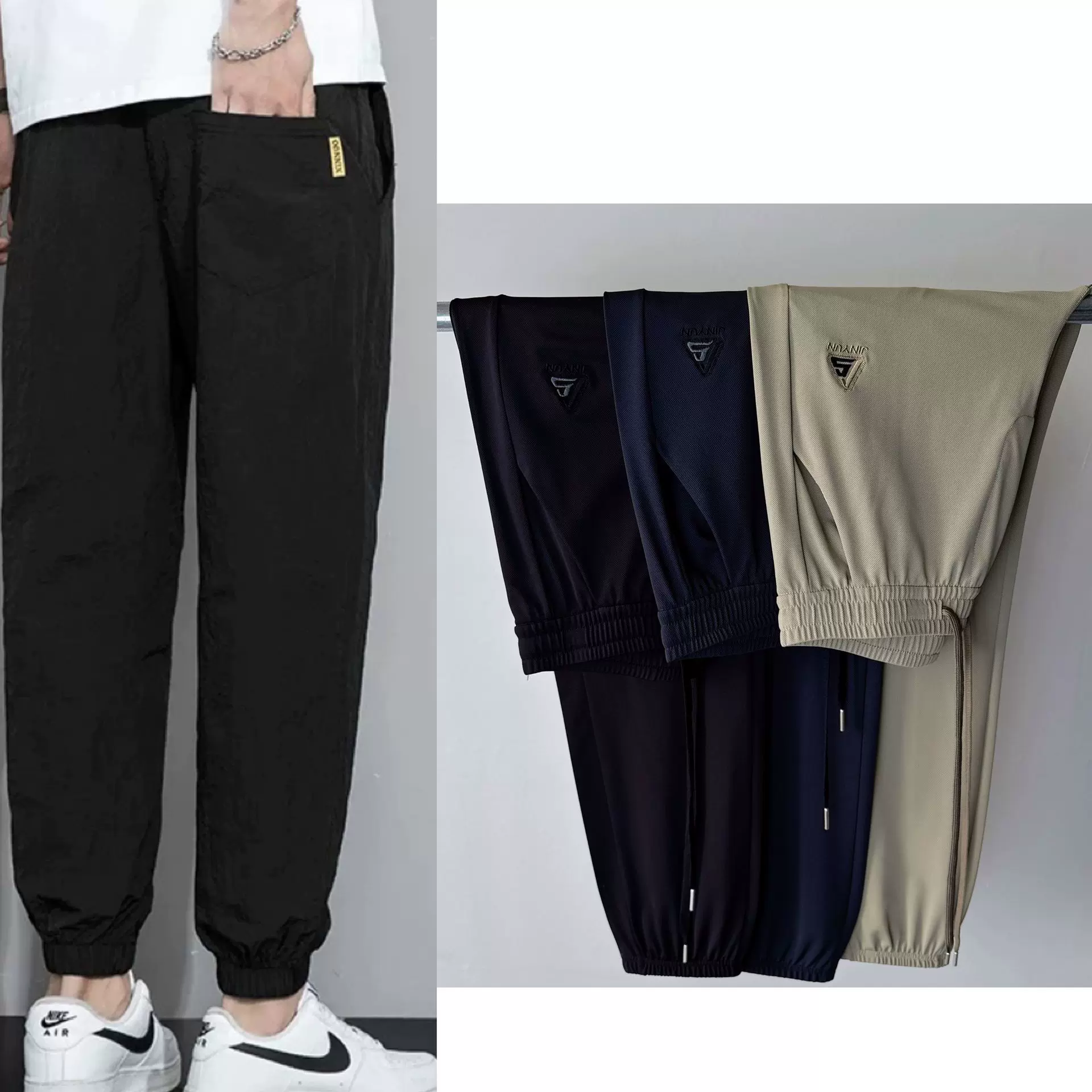 夏季男士卫裤束脚裤2025夏季宽松大码高腰长裤运动休闲百搭男裤