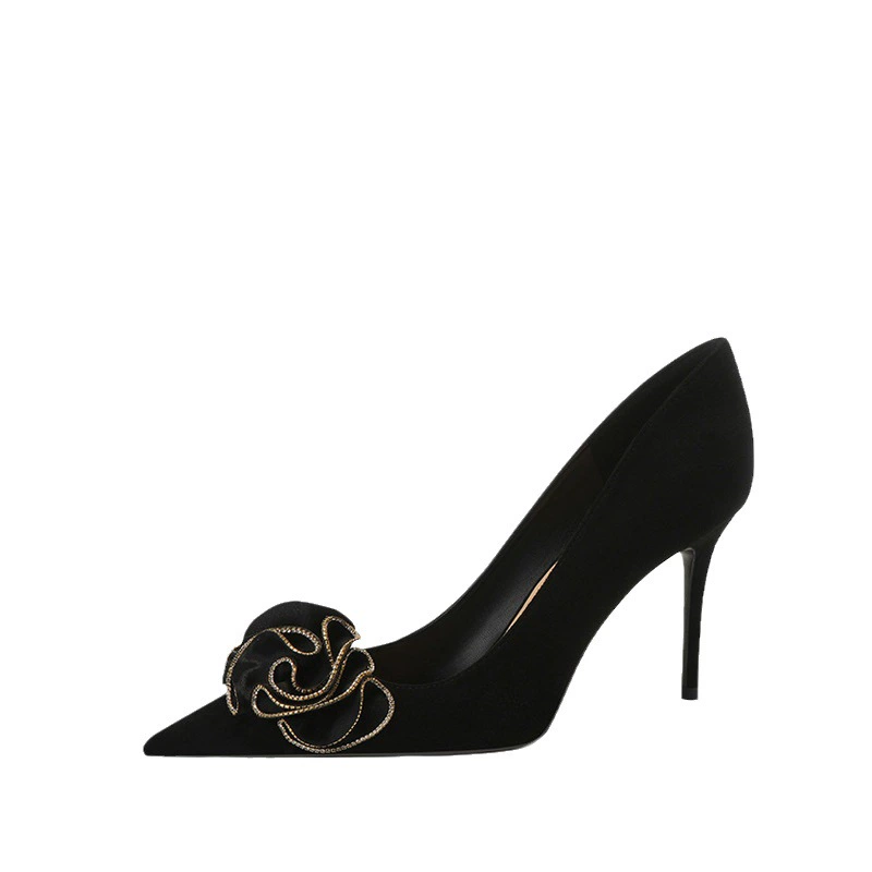 Black colored dress, 2023 collection, flowered