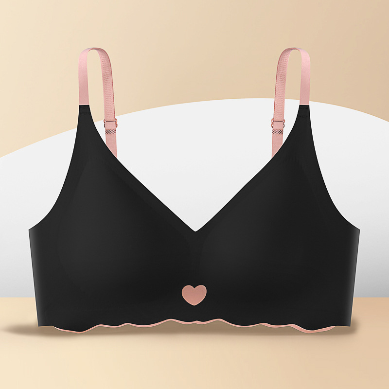 Push up beauty back sin anillo de acero sujetador de color de contraste de onda sin costuras con almohadilla en el pecho anti-exposición sujetador de la correa del pecho ropa interior