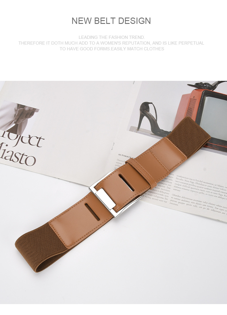 Fashion Solid Color Leather Metal Button Belt display picture 2