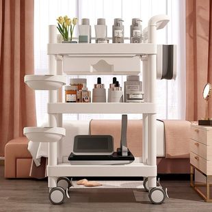 Beauty Salon Special Beauty Trolley Mobile Hand Push Rack Instrument Tool Cart Household Rotating Trolley