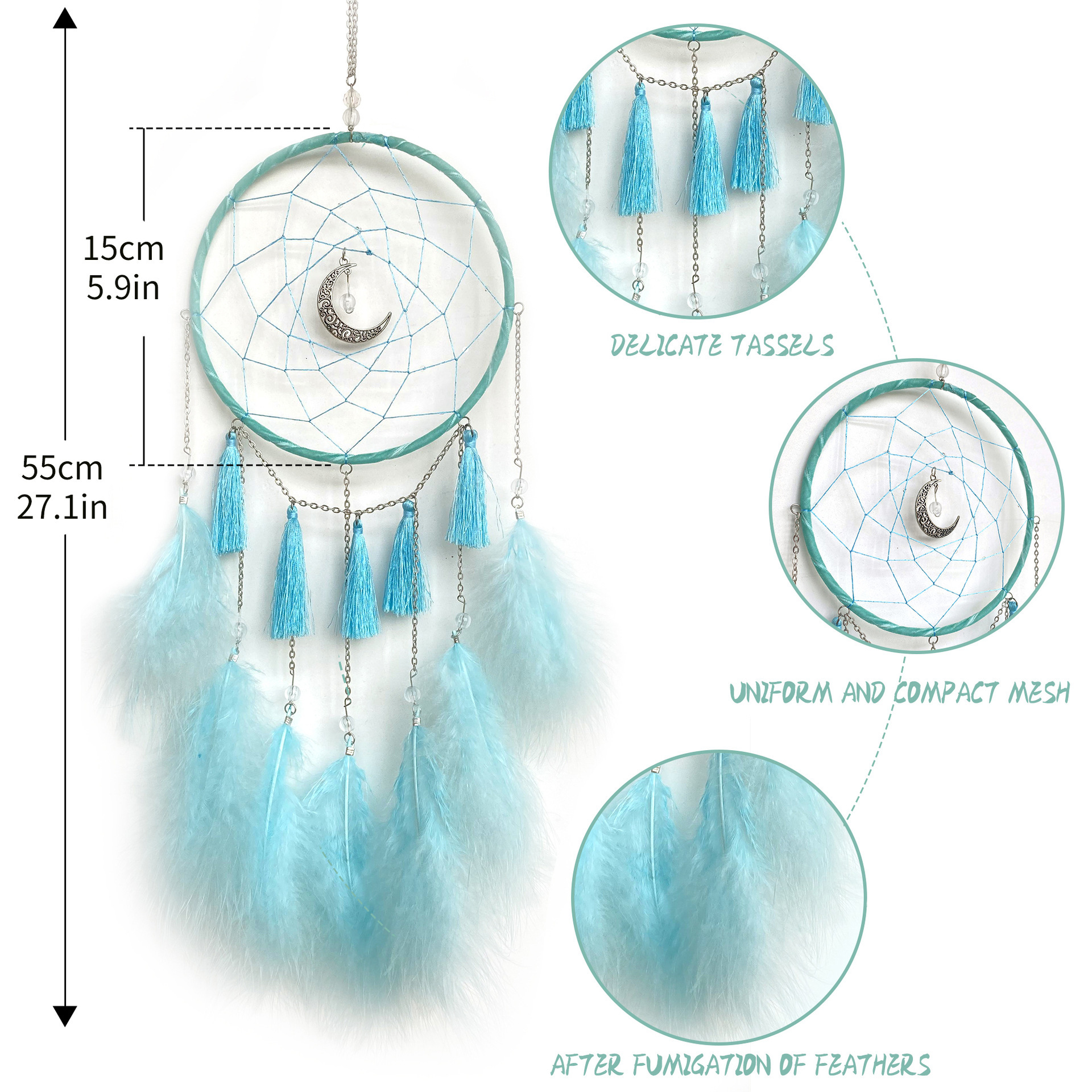 ♔ Pendentif carillon à vent artisanal en plumes, décoration intérieure, lampe attrape-rêves, cadeau d'anniversaire_voghion.com