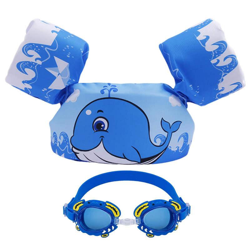 Chaleco flotante infantil de dibujos animados grueso chaleco de natación para niños combinación de gafas de natación pony image 27