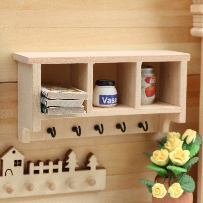1:12 Dollhouse Dollhouse Mini Miniature Scene Ornaments Modern Simple DIY Blank Hanging Rack Storage Rack