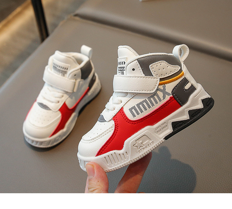 2024 primavera e autunno scarpe da basket in pelle per bambini scarpe da ginnastica alte per ragazzi scarpe da corsa da allenamento per bambini di piccole e medie dimensioni_voghion.com