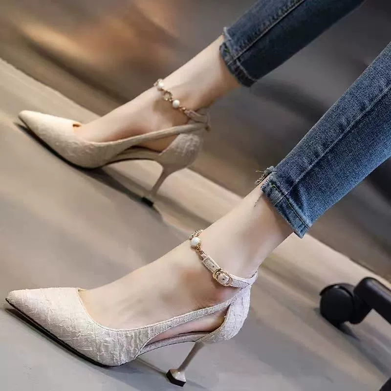 Летняя рабочая универсальная обувь высокие каблуки заостренный нос, сандалии