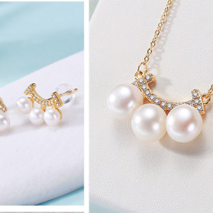 Factory Direct Supply Smile Pendant Earrings Pearl Set Freshwater Pearl Jewelry Girls Fashion Jewelry