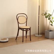 实木餐椅椅子靠背椅整装藤编家用商用格曼椅民宿咖啡店椅高靠背