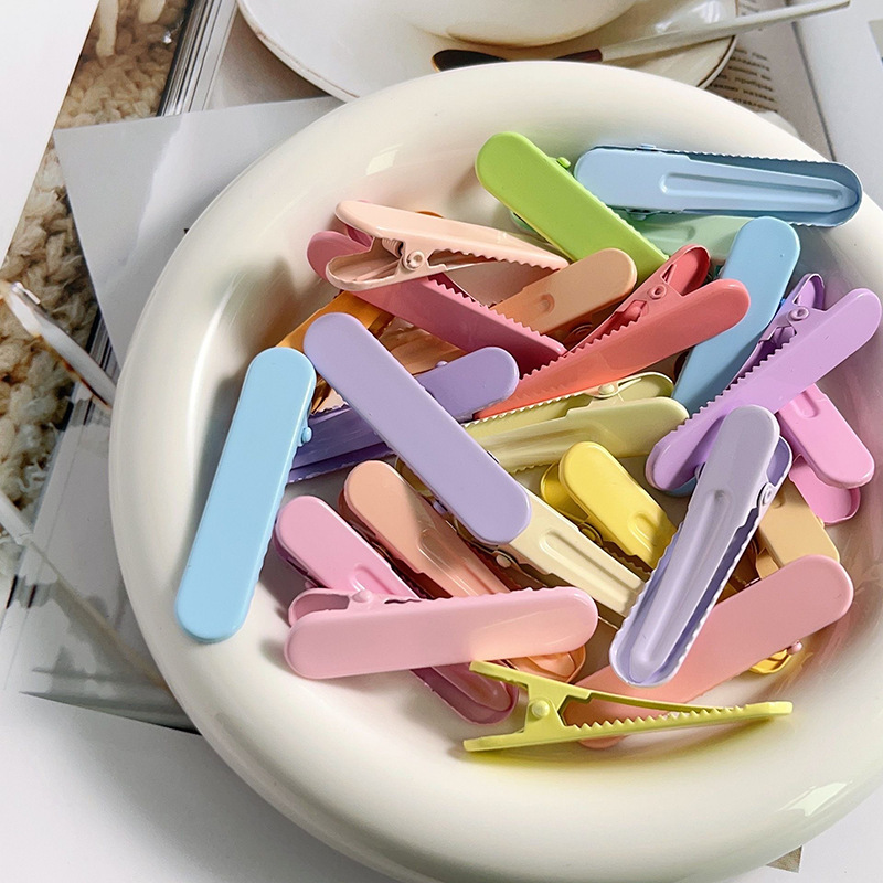 5厘米糖果色椭圆鸭嘴夹少女边夹侧夹刘海夹 diy发夹滚漆鸭嘴夹