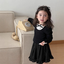 现货.Galakoko春季女童新款蝴蝶结上衣圆点短裙休闲搭配洋气
