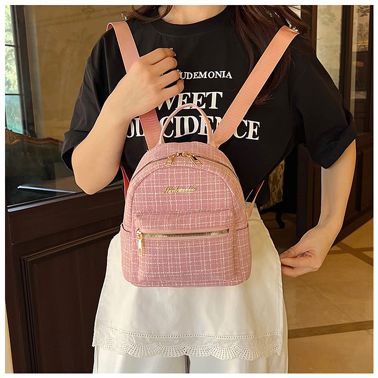 538g Weight Zipper Closure Type Double Shoulder Straps Strap Type Functional Backpack Bags Type Casual, Shopping Occasion Pu Leather Material Women's Backpack Backpack Plaid Pattern All Seasons Season Women's Gender Elegant, Streetwear Style Square Shape Plaid Casual Shopping Women's Backpack Functional Backpack 11