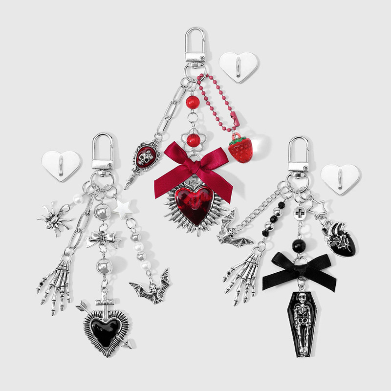 Dark Gothic Style Retro Multi-Color Coffin Skull Butterfly Heart DIY Keychain Bag Pendant Water Bottle Charm Dark Gothic Style Retro Multi-Color Coffin Skull Butterfly Heart DIY Keychain Bag Pendant Water Bottle Charm