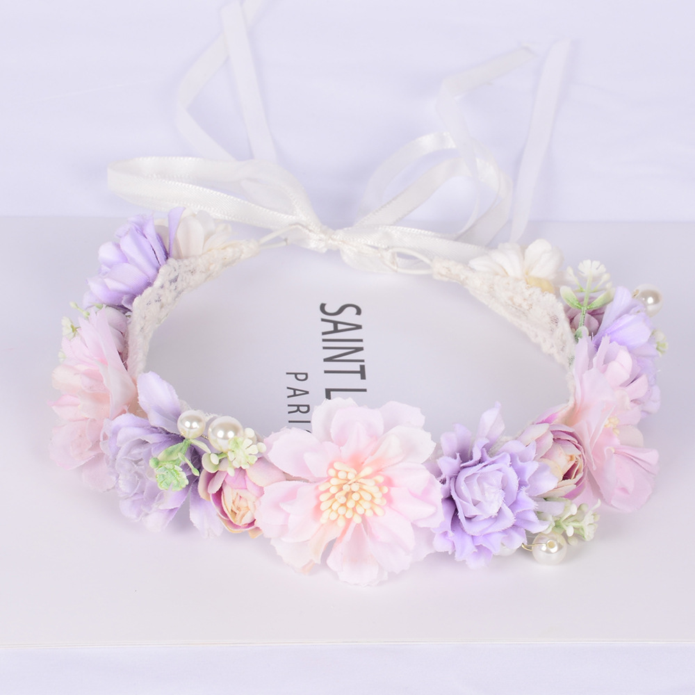 Wholesale Children's Wreath Headwear Handmade Simulation Flowers Headwear display picture 2