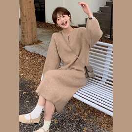 秋装新款女初秋配大衣打底内搭长裙早秋秋针织毛衣连衣裙子