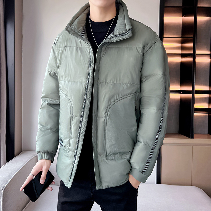 Men's Clothing white duck cotton winter men's cotton jacket men's short thick warm fashion stand collar jacket men_voghion.com