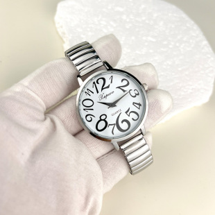 Cross-border new watch large dial elastic elastic band large digital elderly watch women's casual quartz watch
