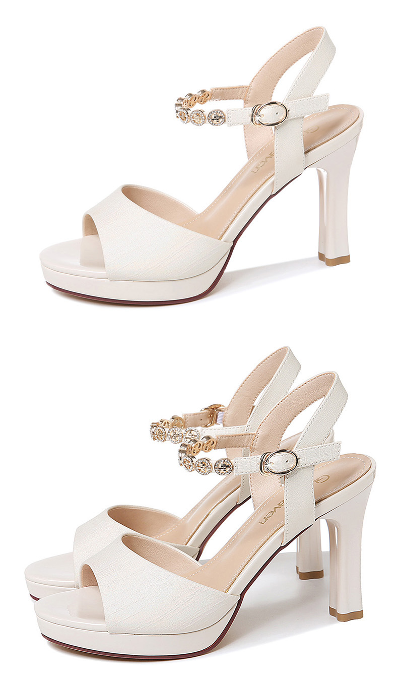 Sandal cao gót hở mũi nữ đế chống nước gót 8 cm mùa hè 2025 — GQ 5439 màu be cao gót 8 cm, GQ 5439 màu đen gót cao 8 cm chi tiết 12