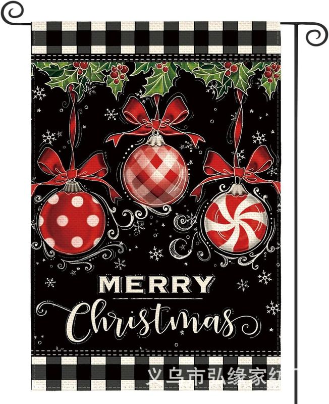 アマゾンの新しいクリスマスガーデン旗水彩シリーズの模様両面印刷クリエイティブクリスマス風雰囲気旗|undefined