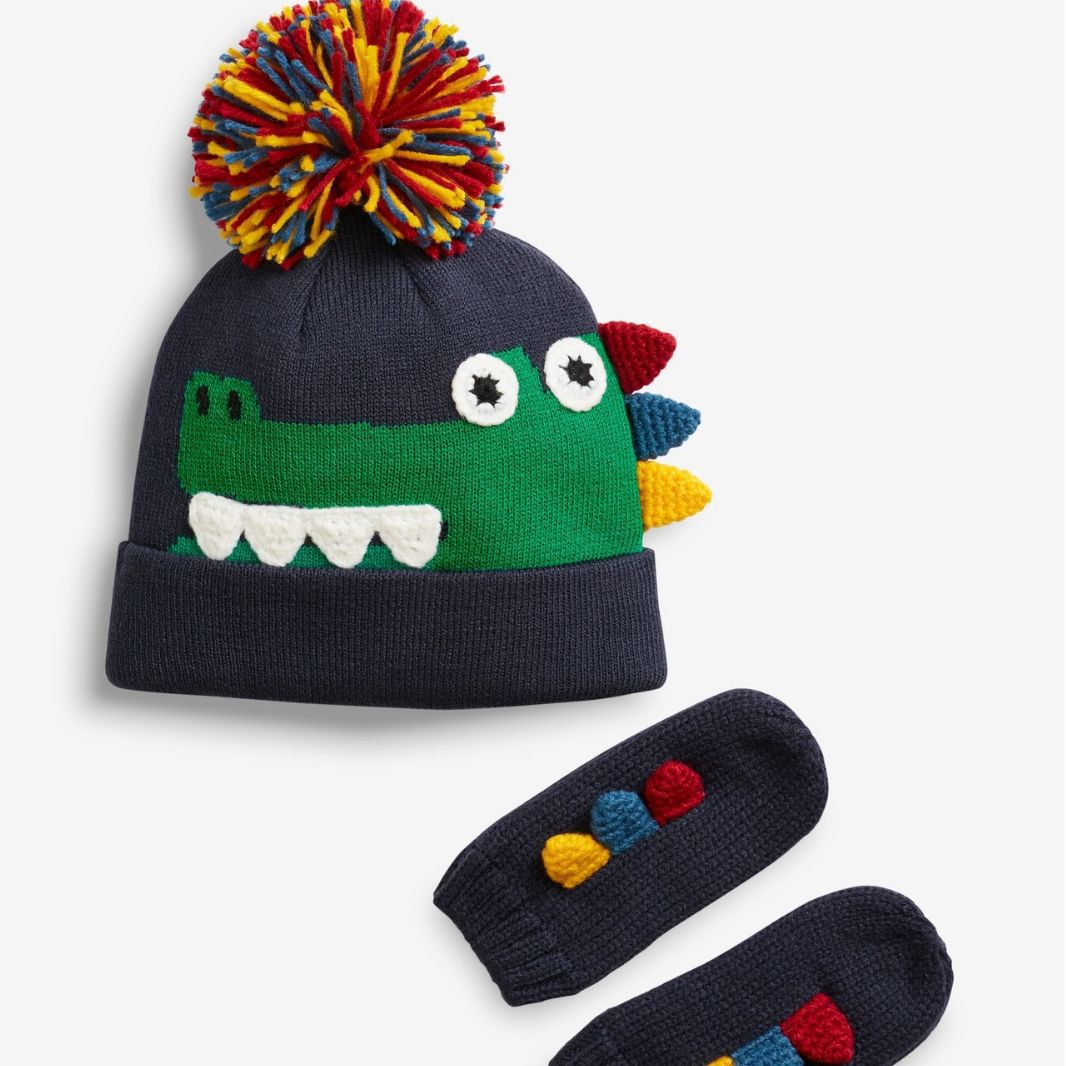 2023 new pattern Autumn and winter crocodile children baby knitting Wool Hat glove Two piece set Multiple sets of