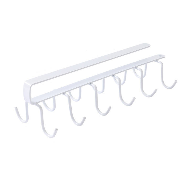 Inicio Cocina armario de hierro rack de almacenamiento multi-función fila gancho armario organizador de rack cocina sin costuras gancho libre de clavos