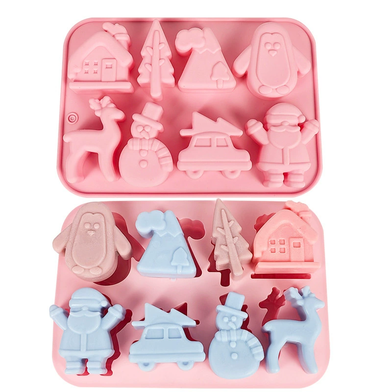 8 шт. Пингвин Лось автомобиль сосна снеговик комната Рождественский торт Шоколадный воск бутылка сахар щепотка силиконовая форма