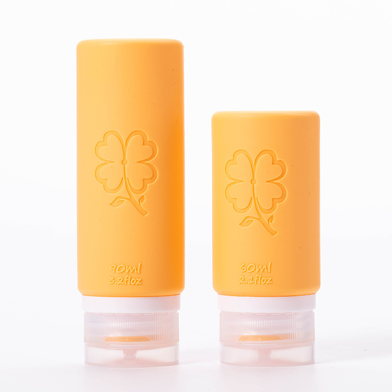 Viaje de silicona botella de 60ml 90ml gran capacidad conjunto de presión a prueba de fugas botella de almacenamiento de cosméticos nueva