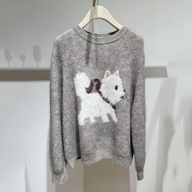 2025冬季新款女装卡通提花百搭宽松圆领针织衫女上衣女3GB233191