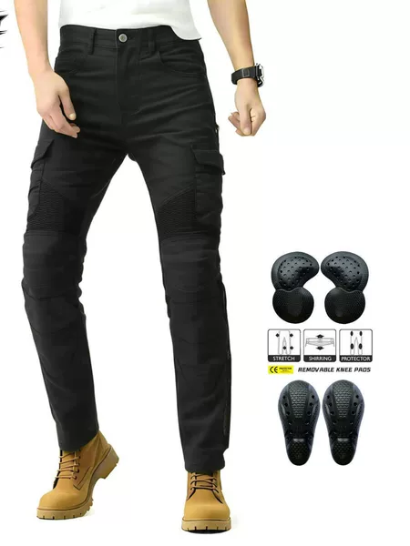VOLERO Motorcycle Jeans Coated Vintage Biker Pants Multi-Bag Casual Tooling Riding Pants Second Generation Protector
