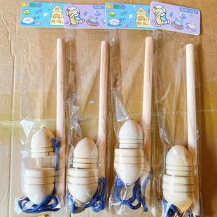 Children's wooden toy gyro bag long pole 2 suit nostalgic leisure traditional toys 2 yuan stall batch