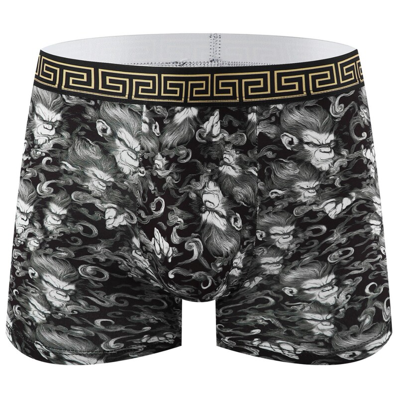 Cross-Border Dropshipping Luxury Men's Underwear Printed Trendy European and American Breathable Youth Student Boxer Briefs Ready for Sale