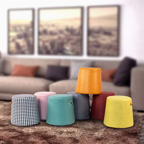 Home-use portable low stool simple shoe bench board stool living room coffee table sofa bench wooden small stool creative leather stool