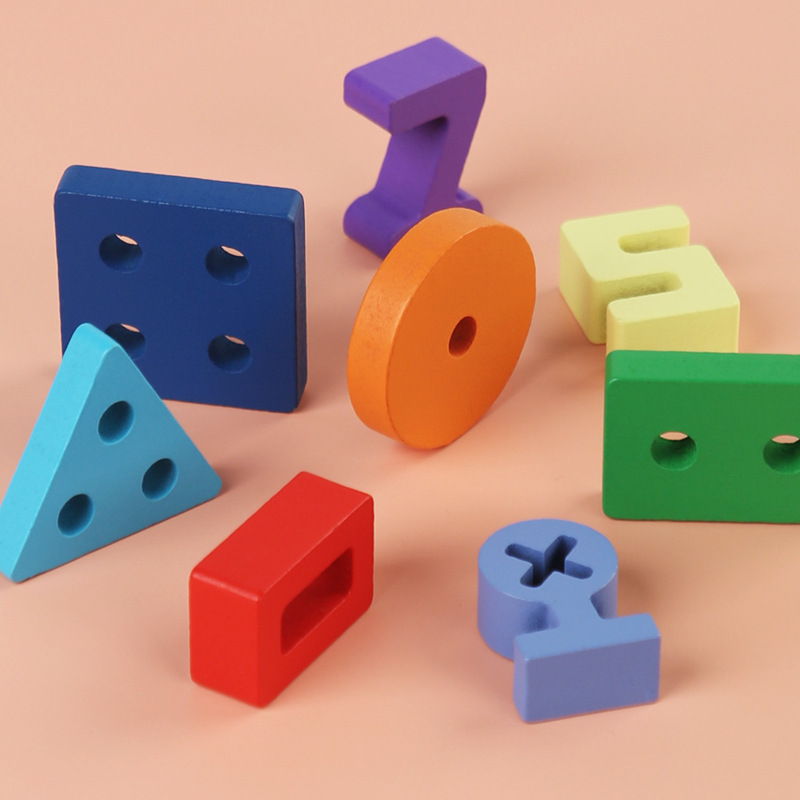 Geometría Montessori Cuatro conjuntos de bloques de construcción a juego de columnas Dos en uno Cognición digital Iluminación infantil Educación temprana Juguetes educativos