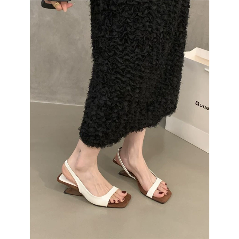 Версия из овчины ~ французские женские босоножки на танкетке с одним ремешком, нежные элегантные туфли на высоком каблуке с открытым носком и юбками, сказочные римские туфли.