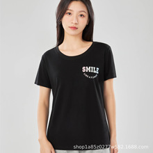 新款索罗纳短袖女士装冰感t恤文化衫广告衫宽松圆领工服字母印花