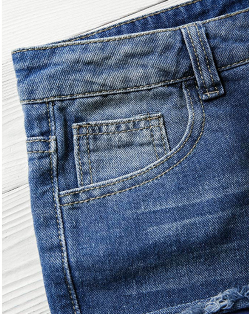 Frau Lässig Täglich Einfacher Stil Amerikanische Flagge Kurze Hose Drucken Jeans display picture 4