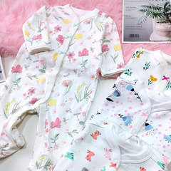 Ins foreign trade baby long-sleeved onesie for newborns, thin cotton crawling suit baby pajamas, one-piece clothing, European and American style