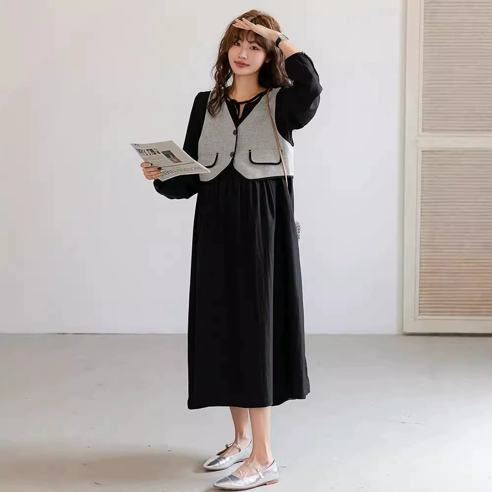 Весенняя и осенняя одежда для беременных корейская версия платьев для беременных