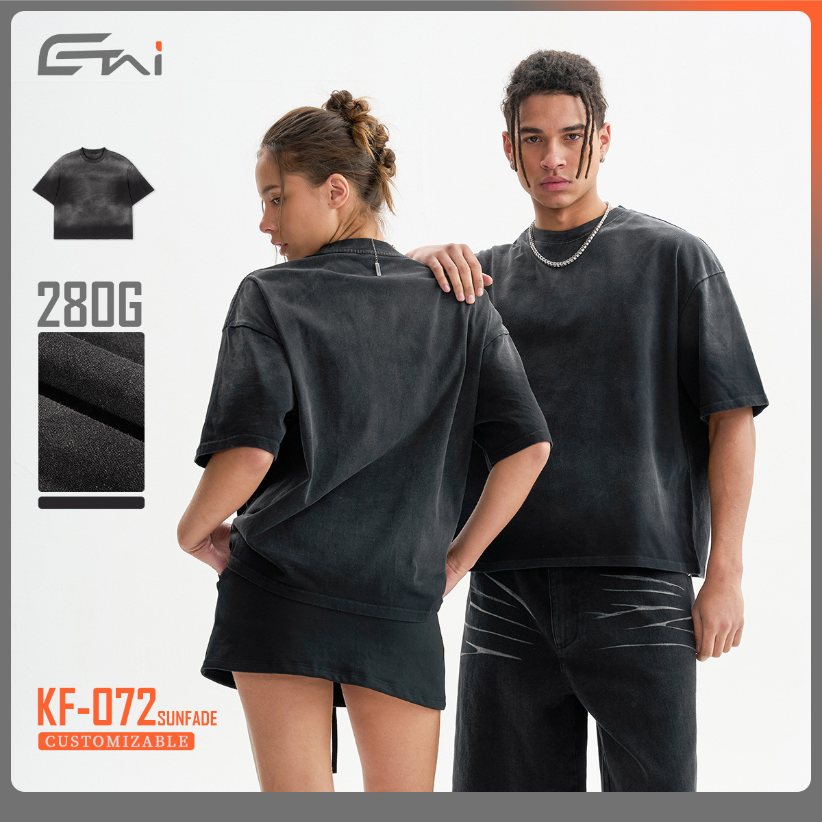 ETAI Hombre| Marca de tendencia transfronteriza pesada boxy camiseta de manga corta para hombres pulverizada gran tamaño corto ancho hombre algodón de manga corta image 1
